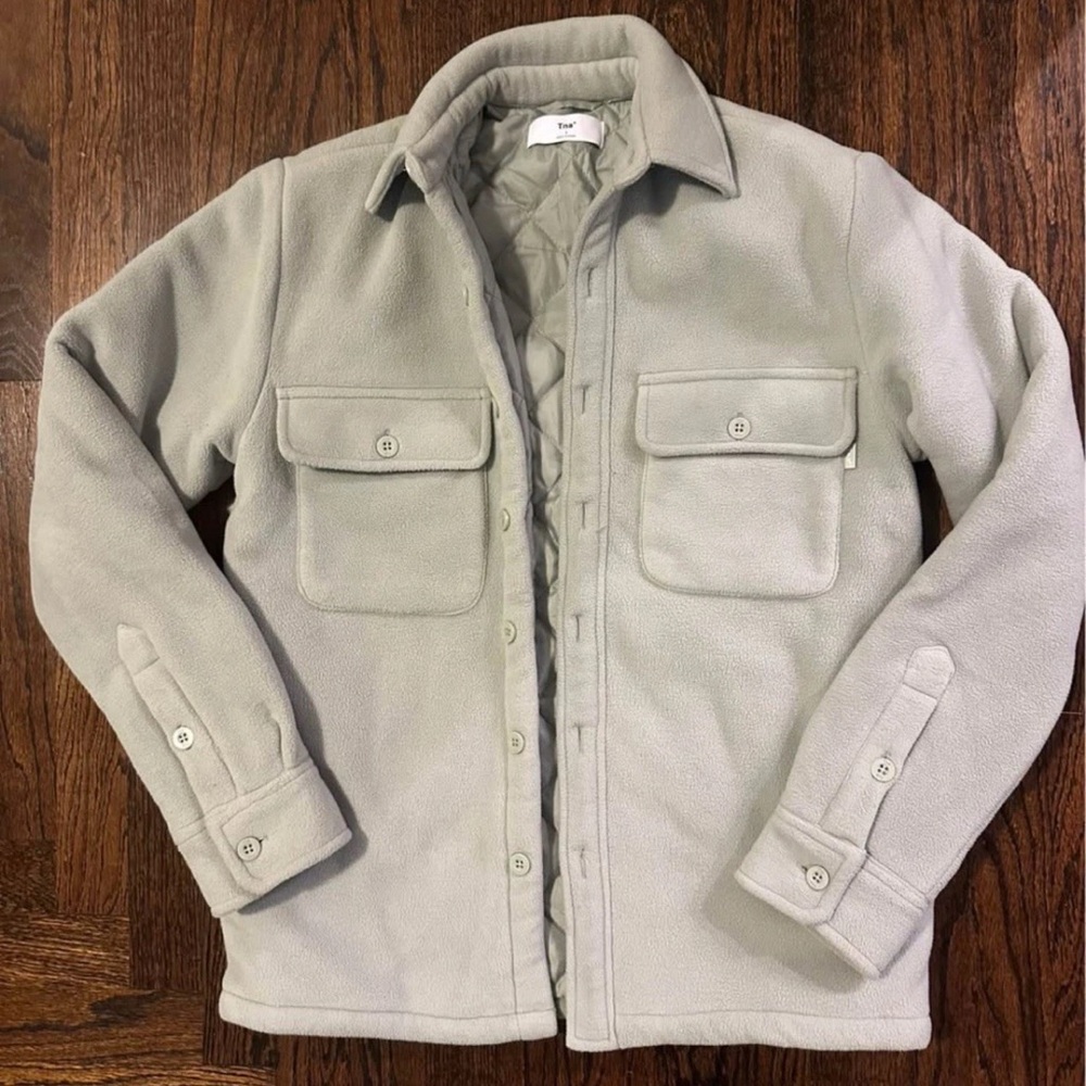 Aritzia TNA Polar Fleece Jacket - Color Dusky Green - Size 1 (Oversized Fit)